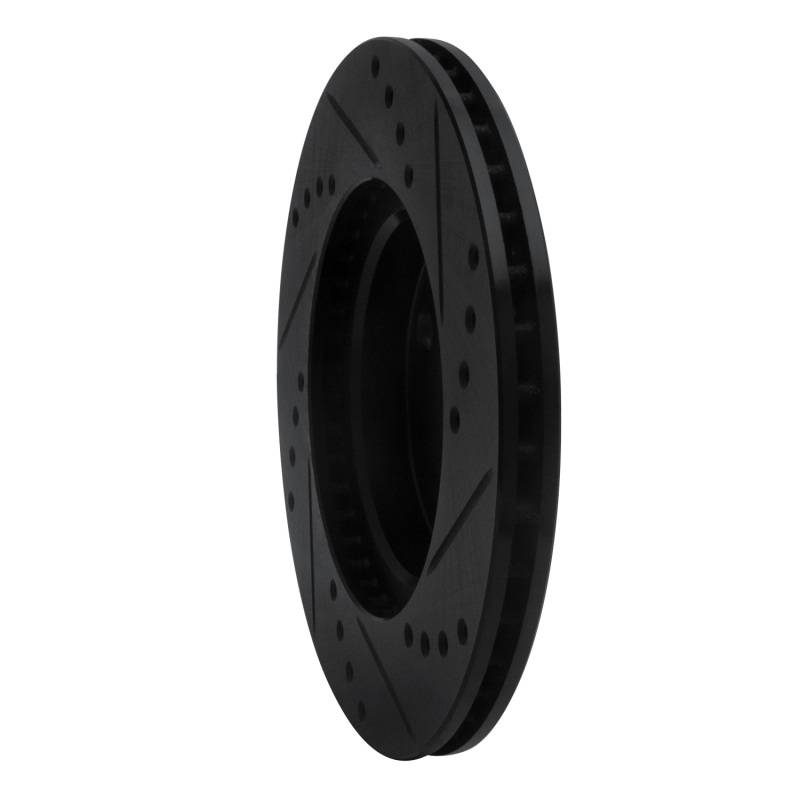 Toyota Echo Brake Rotor (1) - Front Left - R1 Concepts - Drilled & Slotted - Black - `00-`05